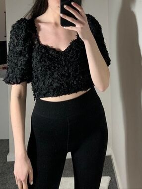 NWOT ZARA 3D Floral Rosette Crop Top XS/S